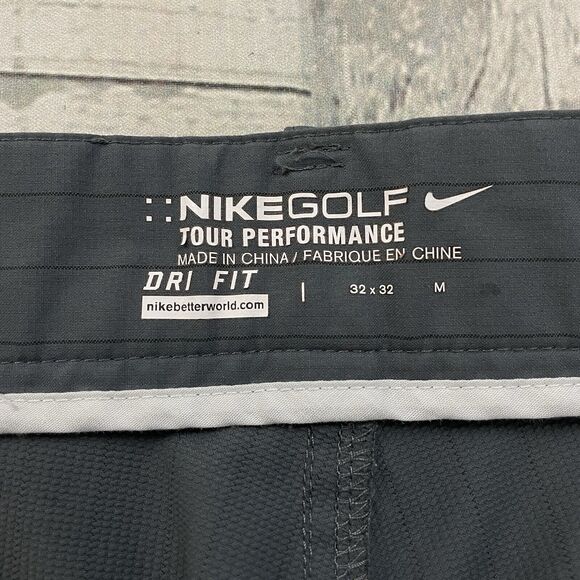 Nike Men's W32 x L32 Gray Pinstriped Tour Performance Flat Front Chino Golf Pant - Picture 5 of 8